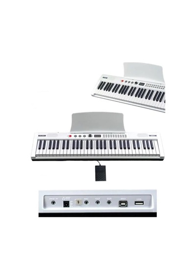 Midex Ps4000wh-set Tuş Hassasiyetli 61 Tuşlu Org Bluetooth Usb Midi Sustain Pedalı Çanta Kulaklık Stand Metod