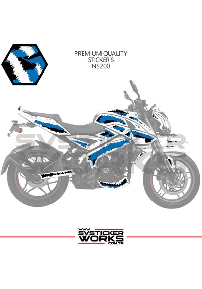 Bajaj Ns200 Kaplama Sticker Air Brush Motor Kaplama Modeli Hazır Kit Tüm Modeller Uyumlu Mavi
