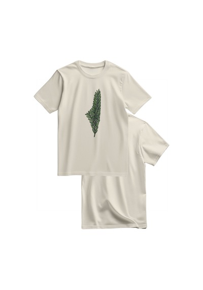 Kısa Kollu Zeytin Dalı İle Filistin Haritası Dijital Baskılı Unisex Filistin Tişört S - 2xl T300026 Krem