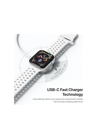 Caseonn Apple Watch Ultra Manyetik Type-c Hızlı Şarj Kablosu Beyaz