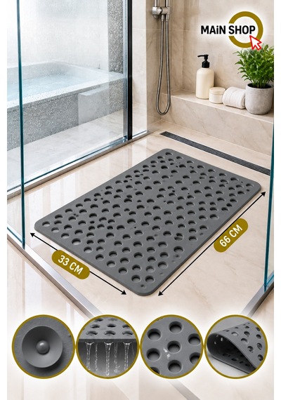 Vantuzlu Banyo Ve Duşakabin Kaydırmaz Paspas, Küvet İçi Mat 33x66 Cm M-141 Gri