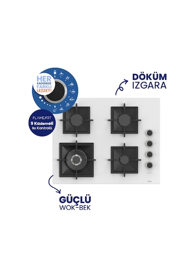 Ferre SC406-WFA+D064-SA 2'li Döküm Izgara Ankastre Set Beyaz