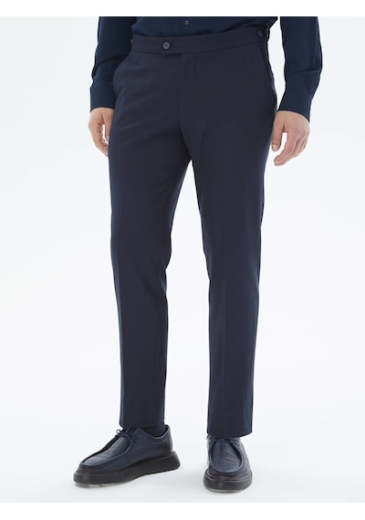 Kip Lacivert Dokuma Regular Fit Casual Pantolon Lacivert