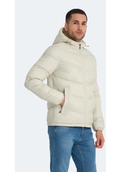 Slazenger World In Erkek Puffer Şişme Mont Kırık Beyaz Kırık Beyaz