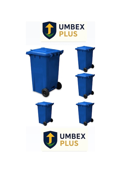 Umbex 5 Adet Plastik Çöp Konteyneri Çöp Kovası 240 Lt Isıya Karşı Dayanıklı Mavi