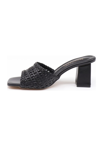 Nesilshoes Nesil Shoes Senyo 081 Siyah Örgü Topuklu Kadın Terlik