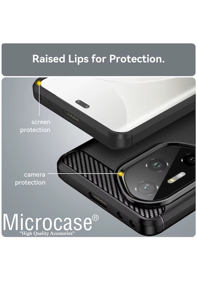 Microcase Honor Magic 8 Lite İle Uyumlu Brushed Carbon Fiber Silikon Kılıf - Siyah Al3332