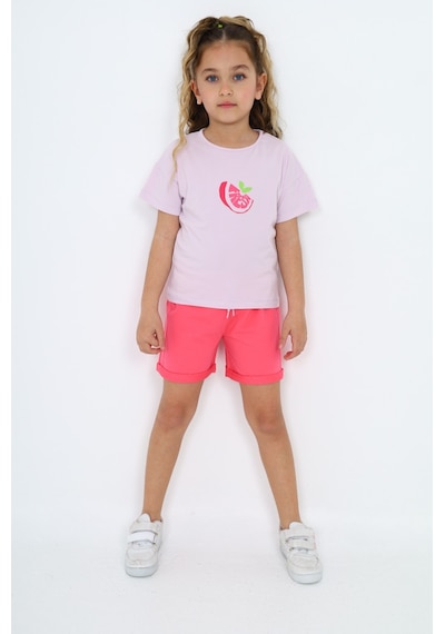 Toontoy Kids Toontoy Kız Çocuk Baskılı Şortlu Takım Açık Lila
