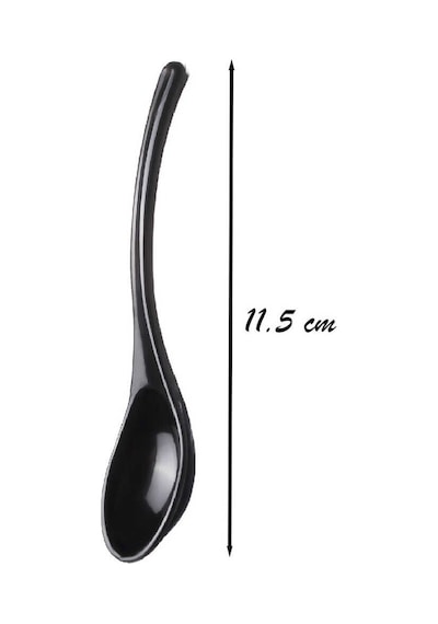 Porsima 0445 12'li Plastik Baharat Kaşığı Seti 11 Cm - Şık Siyah Reçel, Sos Ve Baharatlık Kaşığı Takımı