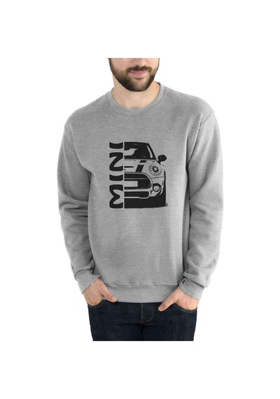 Mini Baskılı Gri Erkek Örme Sweatshirt (528483411)