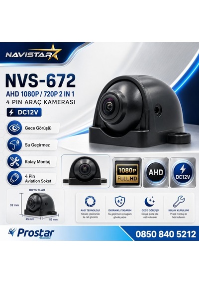 Ahd 1080p/720p Profesyonel Ahd Yan Araç Kamerası Ip67 Su Geçirmez Kompakt Tasarım