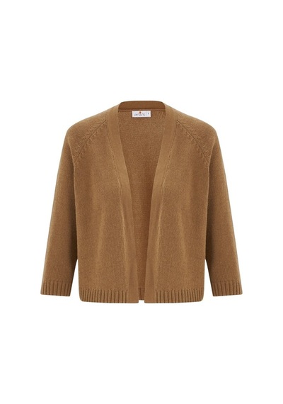 Peraluna Kısa Kaşmir Karışım Kadın Triko Bolero Camel Melanj Camel