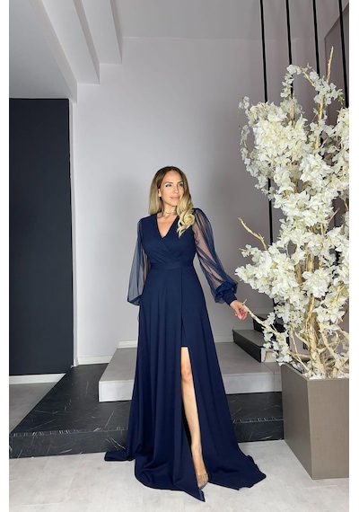 Ges Moda G1088 Maksi Tasarım Elbise Lacivert-lacivert Lacivert Ges Moda G1088 Maksi Tasarım Elbise Lacivert-lacivert Lacivert