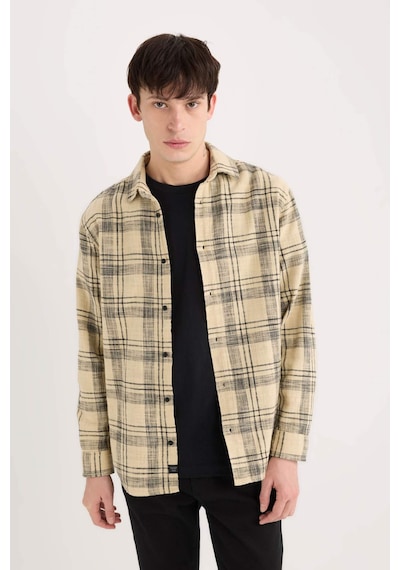 DeFacto %100 Pamuk Regular Fit Kareli Oduncu Flanel Uzun Kollu Gömlek D6727AX25SPBG540