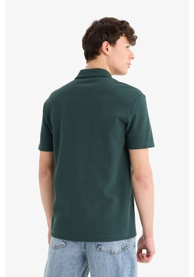 DeFacto Regular Fit Polo Yaka Dokulu Basic Düz Kısa Kollu Tişört B4939AX25SMGN715
