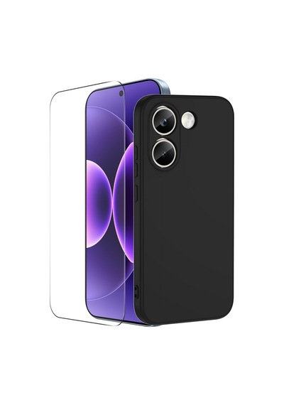 Teleplus Xiaomi Poco X8 Pro Kılıf Mara Lansman Silikon + Nano Esnek Ekran Koruyucu Siyah