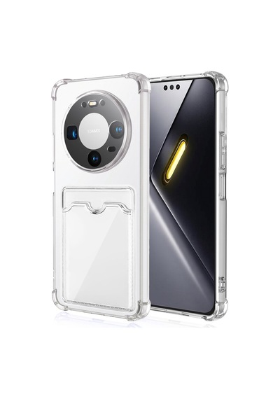 Caseonn Huawei Mate 80 Kılıf Airbag Kristal Kartlık Bölmeli Silikon Kapak Şeffaf