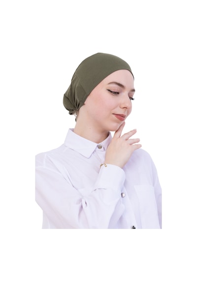 Modish Group Pratik Bone Pamuklu Tesettür İç Bone, Başörtüsü İçin Hazır Viskon Şapka, Namaz Günlük Kullanım İçin Haki