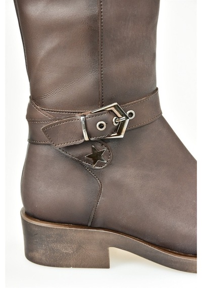 Fox Shoes Kahverengi Kısa Topuklu Günlük Kadın Çizme G674240109 Kahverengi