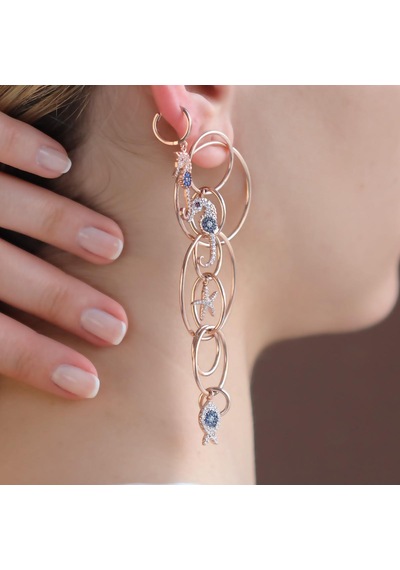 Apm Tasarım Modeli Deniz Atı Rose Gold Kaplama Gümüş Küpe Gümüş