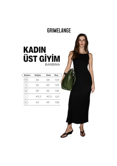 Grimelange Bambına Kadın Yumuşak Ve Esnek Kumaşlı Omuzu Çift Düğümlü Uzun Siyah Elbise