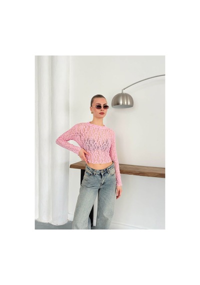 Verymoda Dantel Abiye Bluz F1886 Pembe
