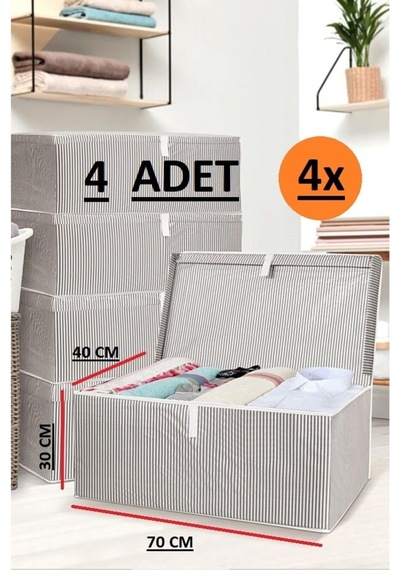 Daisyhome 4 Adet Kapaklı Kutu Hurç Mega Boy 70 40 30 Çok Amaçlı Kutu Hurç