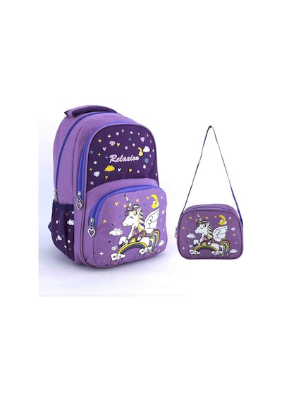 Relxion İlkokul Çantası Beslenmeli Unicorn Mor 1340