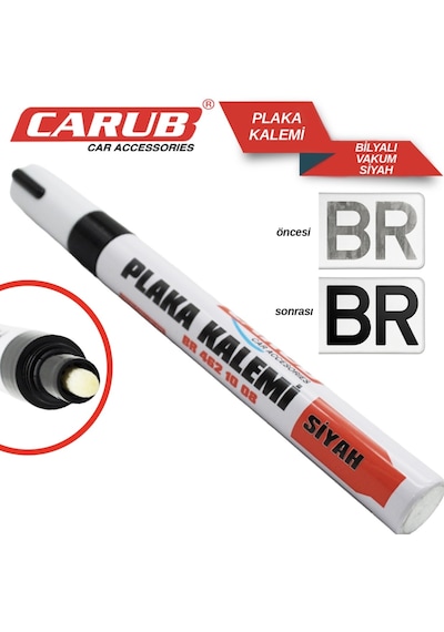 Carub Plaka Yazma Kalemi Siyah Bilyalı Vakum Plaka Rötuş Kalemi