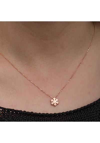 Minimalist Rose Gümüş Kar Tanesi Kolye Renkli