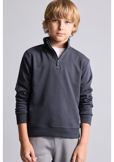 Defacto Oversize Yarım Fermuarlı Dik Yaka Sweatshirt Erkek Çocuk H7132a826auar31 Antrasit-ar31
