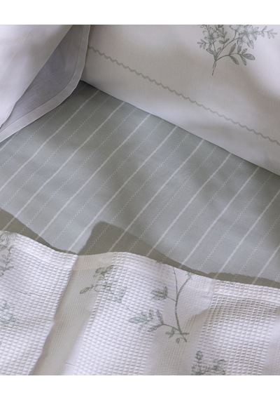 Maria King Size %100 Pamuk Karde Baskılı Pike Takımı - Mint Yeşili 8684427310700 Çok Renkli