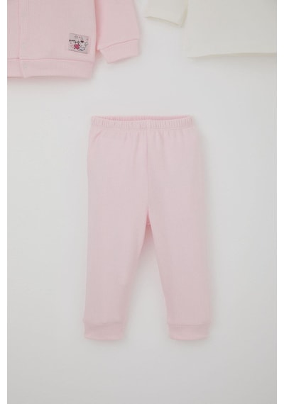 Breeze Kız Bebek Bodyli 3 Lü Takım Sevimli Minik Tavşancık Armalı Çıtçıtlı 4 Ay-1 Yaş, Pembe Pembe