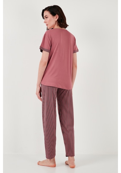 Lela Yumuşak Dokulu Bisiklet Yaka Bayan Pijama Takımı 6097605 Pudra-Siyah Lela Yumuşak Dokulu Bisiklet Yaka Bayan Pijama Takımı 6097605 Pudra-Siyah