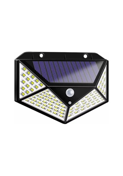 Solar Hareket Sensörlü Duvar Lambası 100 Led - Pg1706 Siyah