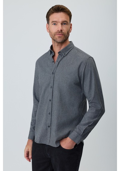 Morven Erkek Siyah Trend Desenli Dynamic Fit Gömlek 26ks004004001 Siyah