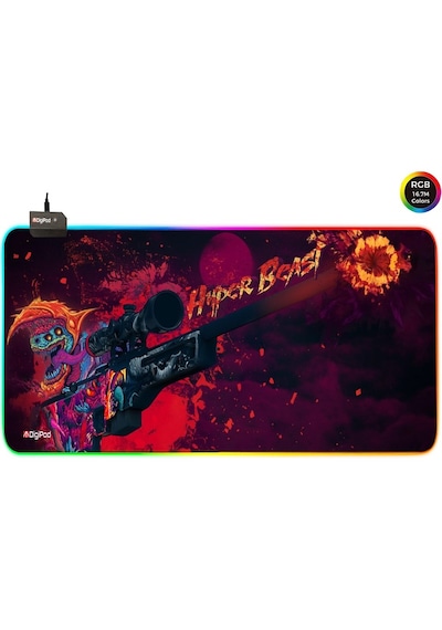 Digipod Rgb Gaming Oyuncu Mousepad 90x40 Xxl Kaymaz Taban Mouse Pad Hyperbeast 4mm Kalınlık 001