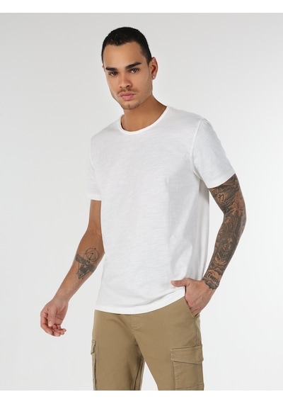 Colin'S Regular Fit Bisiklet Yaka Beyaz Erkek Kısa Kol Tişört Cl1058580_Q1.V1_Ofw