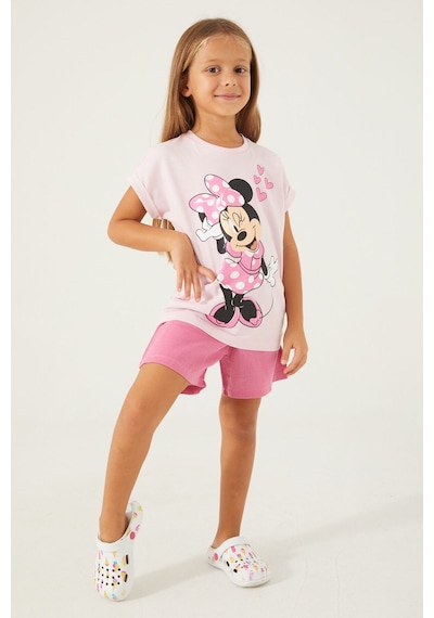 Minnie Mouse Pink Hearts Açık Pembe Kız Çocuk Şort Takım