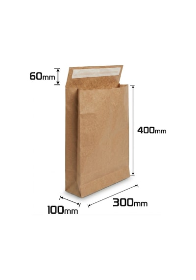 Kraft Zarf Çanta 30x10x40+6 - 25 Adet Yapışkanlı Hediye Paketi