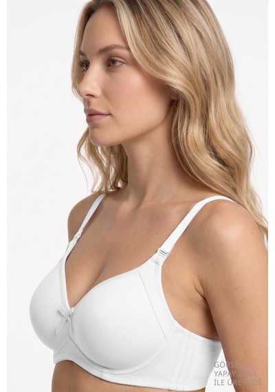 Cottonill Bra - Celina Balensiz Kaplı Minimizer Büyük Beden Kadın Sütyen 3'lü Paket-2 Çok Renkli