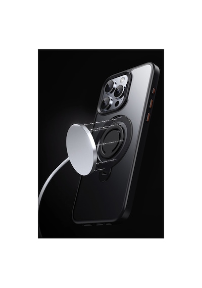 Joko Apple iPhone Uyumlu  16 Uyumlu Avatar 360 Dönen Magsafe Kapak - Siyah