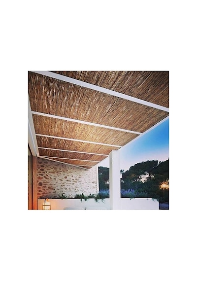 Kamış Çit Bambu Çit Hasır Doğal 1,00 X 5,00 Metre Telli Bej