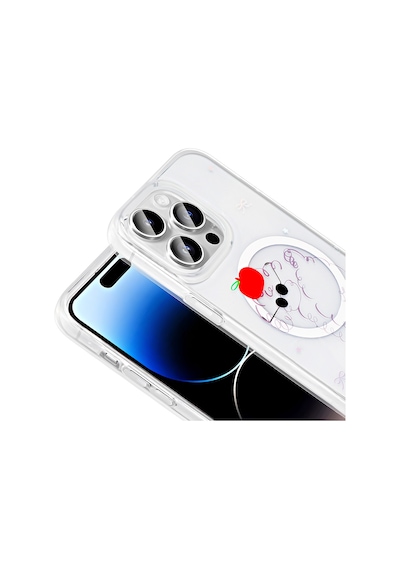 More Tr Apple Uyumlu iPhone 14 Pro Kılıf M-safe Şarj Özellikli Şeffaf Zore Folk Sert Kapak - Fiyonk Beyaz