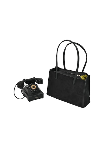 Bayan Süet Çanta Elegant Tote - Bej Siyah