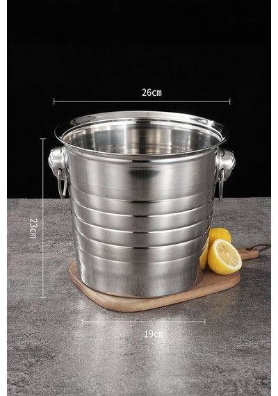 Çelik 9,5 L Tek Cidarlı Kulplu Parlak Buz Kovası Buzluk Cin923 Gri