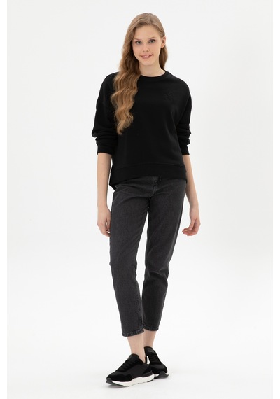 U.S. Polo Assn. Kadın Siyah Bisiklet Yaka Basic Sweatshırt 50313565-VR046