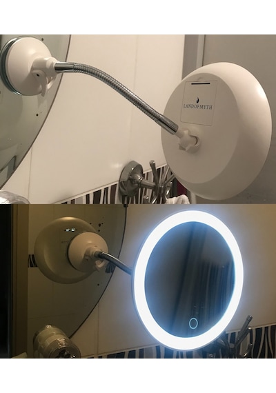 Land Of Myth Şerit Led Işıklı 10x Banyo Makyaj Tıraş Aynası Land Of Myth Şerit Led Işıklı 10x Banyo Makyaj Tıraş Aynası