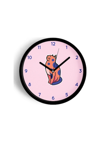 Sevimli Kedi Çocuk Odası Modern Duvar Saati - 30cm - Önü Camlı Siyah Kasa - Sessiz Mekanizma-jh0257 Siyah
