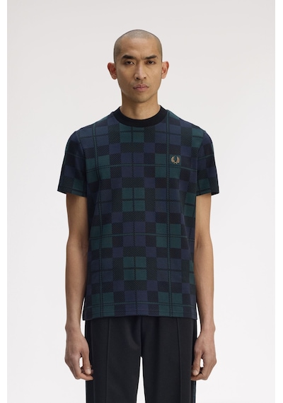 Fred Perry M1757 Black Watch Tartan Erkek Tişört Siyah